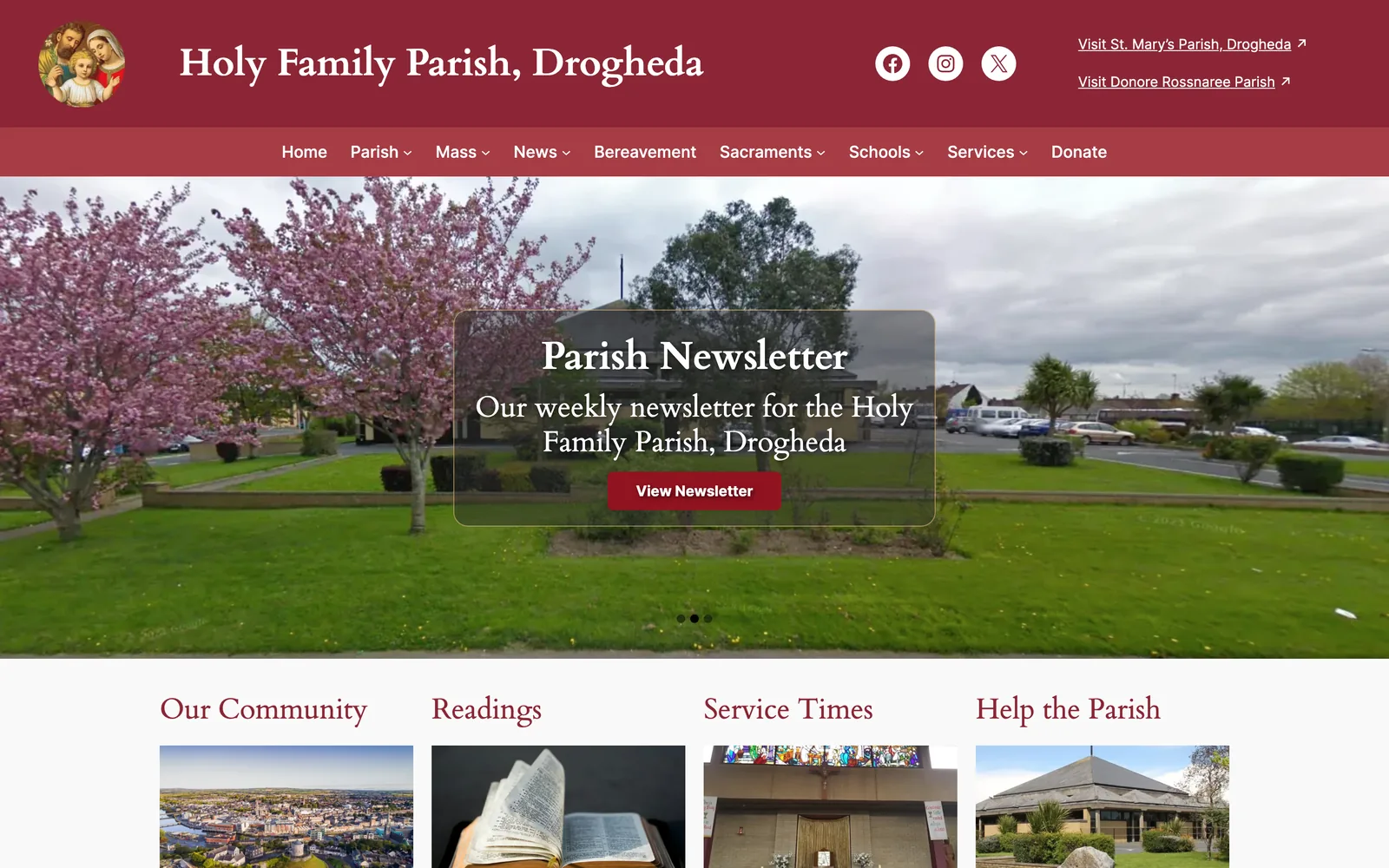 Holy Family Drogheda Parish website homepage